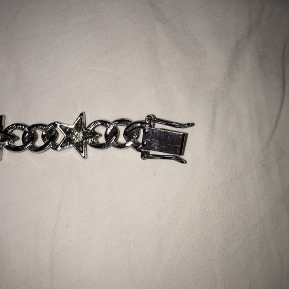 .925 silver Diamond pave Miami star Cuban link chain bracelet - Picture 5 of 6